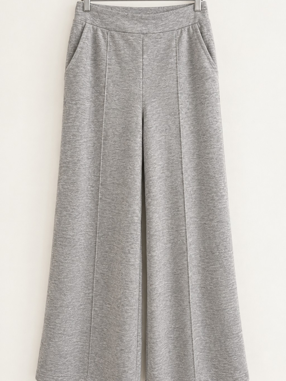 Gray Wide-Leg Ponte Pull-On Pants